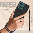 For Motorola Edge 50 Integrated Card Bag Solid Color Liquid Silicone Phone Case Gen2 with Short Lanyard(Black) - 3