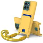 For Motorola Edge 50 Integrated Card Bag Solid Color Liquid Silicone Phone Case Gen2 with Short Lanyard(Yellow) - 1