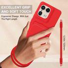 For Motorola Edge 50 Ultra Integrated Card Bag Solid Color Liquid Silicone Phone Case Gen2 with Short Lanyard(Red) - 3
