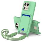 For Motorola Edge 50 Ultra Integrated Card Bag Solid Color Liquid Silicone Phone Case Gen2 with Short Lanyard(Green) - 1