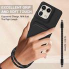 For Motorola Edge 50 Ultra Integrated Card Bag Solid Color Liquid Silicone Phone Case Gen2 with Short Lanyard(Black) - 3