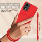 For Motorola Moto G04 / G04s / E14 Integrated Card Bag Solid Color Liquid Silicone Phone Case Gen2 with Short Lanyard(Red) - 3