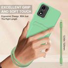 For Motorola Moto G04 / G04s / E14 Integrated Card Bag Solid Color Liquid Silicone Phone Case Gen2 with Short Lanyard(Green) - 3