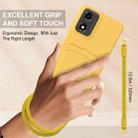 For Motorola Moto G04 / G04s / E14 Integrated Card Bag Solid Color Liquid Silicone Phone Case Gen2 with Short Lanyard(Yellow) - 3