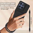 For Motorola Edge 60 Pro Integrated Card Bag Solid Color Liquid Silicone Phone Case Gen2 with Short Lanyard(Black) - 3