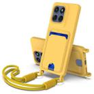 For Motorola Edge 60 Pro Integrated Card Bag Solid Color Liquid Silicone Phone Case Gen2 with Short Lanyard(Yellow) - 1