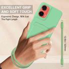 For Motorola Moto G35 5G Integrated Card Bag Solid Color Liquid Silicone Phone Case Gen2 with Short Lanyard(Green) - 3