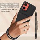 For Motorola Moto G35 5G Integrated Card Bag Solid Color Liquid Silicone Phone Case Gen2 with Short Lanyard(Black) - 3