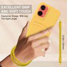 For Motorola Moto G35 5G Integrated Card Bag Solid Color Liquid Silicone Phone Case Gen2 with Short Lanyard(Yellow) - 3