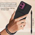 For Motorola Moto G55 5G Integrated Card Bag Solid Color Liquid Silicone Phone Case Gen2 with Short Lanyard(Black) - 3