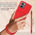 For Motorola Moto G14 4G Integrated Card Bag Solid Color Liquid Silicone Phone Case Gen2 with Short Lanyard(Red) - 3