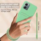 For Motorola Moto G14 4G Integrated Card Bag Solid Color Liquid Silicone Phone Case Gen2 with Short Lanyard(Green) - 3