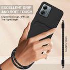 For Motorola Moto G14 4G Integrated Card Bag Solid Color Liquid Silicone Phone Case Gen2 with Short Lanyard(Black) - 3