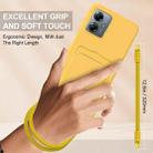 For Motorola Moto G14 4G Integrated Card Bag Solid Color Liquid Silicone Phone Case Gen2 with Short Lanyard(Yellow) - 3