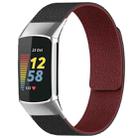 For Fitbit Charge 5 / Charge 6 xDfind Litchi Texture Magnetic Silicone Watch Band(Black Red) - 1