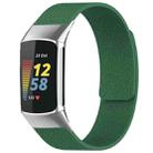 For Fitbit Charge 5 / Charge 6 xDfind Litchi Texture Magnetic Silicone Watch Band(Dark Green) - 1