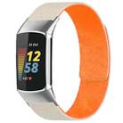 For Fitbit Charge 5 / Charge 6 xDfind Litchi Texture Magnetic Silicone Watch Band(Starlight Orange) - 1