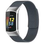 For Fitbit Charge 5 / Charge 6 xDfind Litchi Texture Magnetic Silicone Watch Band(Grey) - 1
