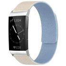 For Fitbit Charge 4 / Charge 3 xDfind Litchi Texture Magnetic Silicone Watch Band(White Blue) - 1