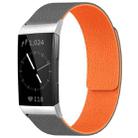 For Fitbit Charge 4 / Charge 3 xDfind Litchi Texture Magnetic Silicone Watch Band(Grey Orange) - 1