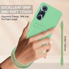 For Realme C65 4G Integrated Card Bag Solid Color Liquid Silicone Phone Case Gen2 with Short Lanyard(Green) - 3