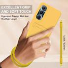 For Realme C65 4G Integrated Card Bag Solid Color Liquid Silicone Phone Case Gen2 with Short Lanyard(Yellow) - 3
