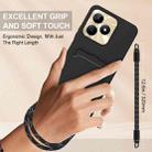 For Realme Narzo N53 / Note 50 4G Integrated Card Bag Solid Color Liquid Silicone Phone Case Gen2 with Short Lanyard(Black) - 3
