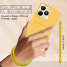 For Realme Narzo N53 / Note 50 4G Integrated Card Bag Solid Color Liquid Silicone Phone Case Gen2 with Short Lanyard(Yellow) - 3