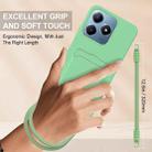 For Realme Note 60 / C63 4G / C61 4G Integrated Card Bag Solid Color Liquid Silicone Phone Case Gen2 with Short Lanyard(Green) - 3