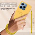 For Realme Note 60 / C63 4G / C61 4G Integrated Card Bag Solid Color Liquid Silicone Phone Case Gen2 with Short Lanyard(Yellow) - 3