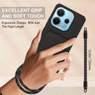 For Redmi Note 14 4G 163.25mm Integrated Card Bag Solid Color Liquid Silicone Phone Case Gen2 with Short Lanyard(Black) - 3