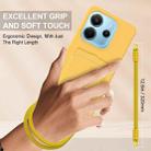 For Redmi Note 14 4G 163.25mm Integrated Card Bag Solid Color Liquid Silicone Phone Case Gen2 with Short Lanyard(Yellow) - 3