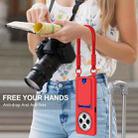 For Redmi 14C 4G / 14R 5G / A4 5G Integrated Card Bag Solid Color Liquid Silicone Phone Case Gen2 with Short Lanyard(Red) - 2