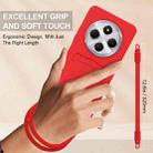 For Redmi 14C 4G / 14R 5G / A4 5G Integrated Card Bag Solid Color Liquid Silicone Phone Case Gen2 with Short Lanyard(Red) - 3