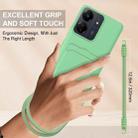 For Redmi 13C 4G / 13C 5G / 13R 5G Integrated Card Bag Solid Color Liquid Silicone Phone Case Gen2 with Short Lanyard(Green) - 3