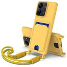 For Redmi 13C 4G / 13C 5G / 13R 5G Integrated Card Bag Solid Color Liquid Silicone Phone Case Gen2 with Short Lanyard(Yellow) - 1