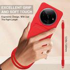 For Redmi A3 4G / A3x 4G / Poco C61 Integrated Card Bag Solid Color Liquid Silicone Phone Case Gen2 with Short Lanyard(Red) - 3