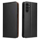 For Samsung Galaxy A56 5G Fierre Shann PU Genuine Leather Texture Phone Case(Black) - 1