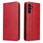 For Samsung Galaxy A56 5G Fierre Shann PU Genuine Leather Texture Phone Case(Red) - 1