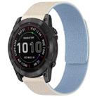 For Garmin Fenix 8/7X/6X/5X 26mm xDfind Litchi Texture Magnetic Silicone Watch Band(White Blue) - 1