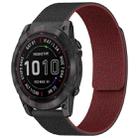 For Garmin Fenix 8/7X/6X/5X 26mm xDfind Litchi Texture Magnetic Silicone Watch Band(Black Red) - 1