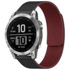 For Garmin Fenix 8/7/6/5 22mm xDfind Litchi Texture Magnetic Silicone Watch Band(Black Red) - 1