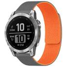 For Garmin Fenix 8/7/6/5 22mm xDfind Litchi Texture Magnetic Silicone Watch Band(Grey Orange) - 1