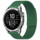 For Garmin Fenix 8/7/6/5 22mm xDfind Litchi Texture Magnetic Silicone Watch Band(Dark Green) - 1