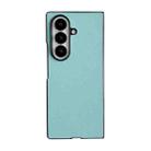 For Samsung Galaxy Z Fold7 5G Morandi Solid Color Leather Texture Phone Case(Blue Green) - 1
