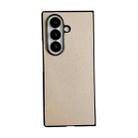 For Samsung Galaxy Z Fold7 5G Morandi Solid Color Leather Texture Phone Case(Gold) - 1