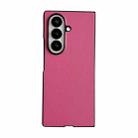 For Samsung Galaxy Z Fold7 5G Morandi Solid Color Leather Texture Phone Case(Rose Red) - 1