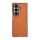 For Samsung Galaxy Z Fold7 5G Morandi Solid Color Leather Texture Phone Case(Orange) - 1