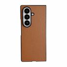 For Samsung Galaxy Z Fold7 5G Morandi Solid Color Leather Texture Phone Case(Brown) - 1