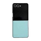 For Samsung Galaxy Z Flip7 5G Morandi Solid Color Leather Texture Phone Case(Blue Green) - 1